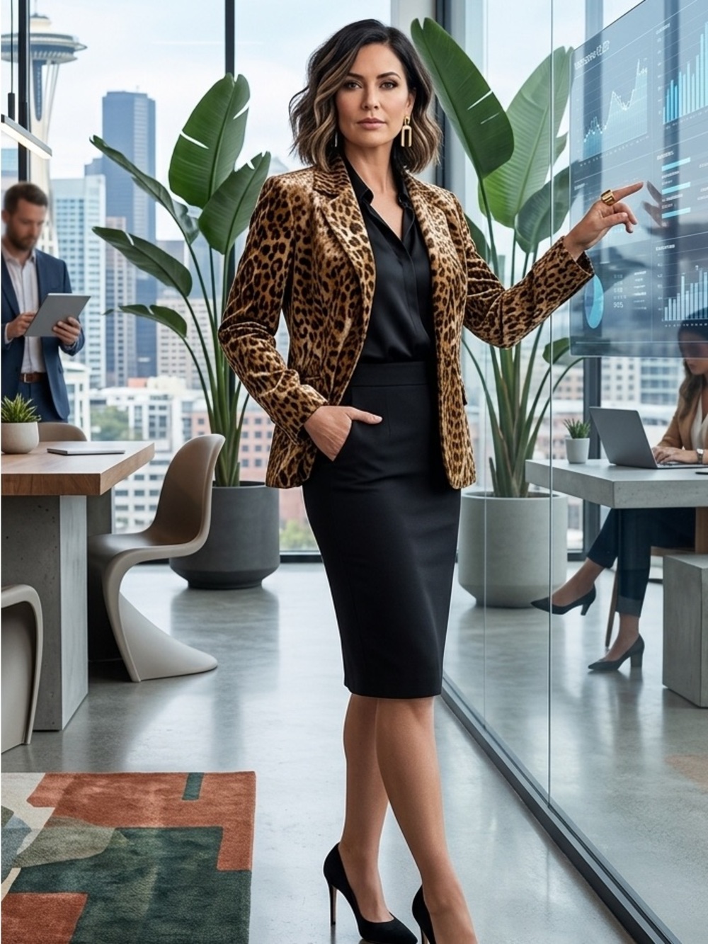 Requirements Leopard Print Skinny Blazer in Brown and Black